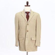 Lands' End 40L Beige Sport Coat Blazer Jacket HT 3B Wool