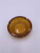 Vintage Hilton Hotel Amber Colored Glass Ashtray Advertising 