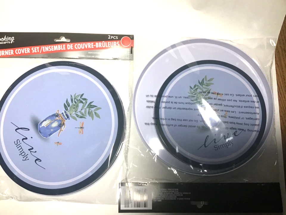 4 Electric Stove Burner Covers LIVE SIMPLY Decorative 2(8”) and 2(10”) Blue Tone - Image 2 of 4