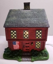 VINTAGE FRIST EDITION 1996 LANG & WISE "RED SALTBOX" PORCELAIN LIGHTED HOUSE 