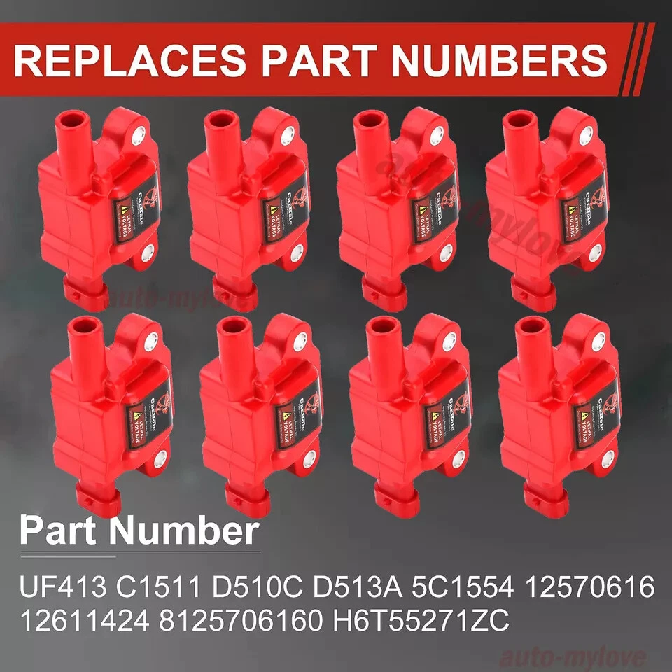 Комплект квадратных катушек зажигания UF413 для 2007-2014 GMC Yukon XL 1500 2500 V8 5,3/6,0 л - Изображение 3 из 4