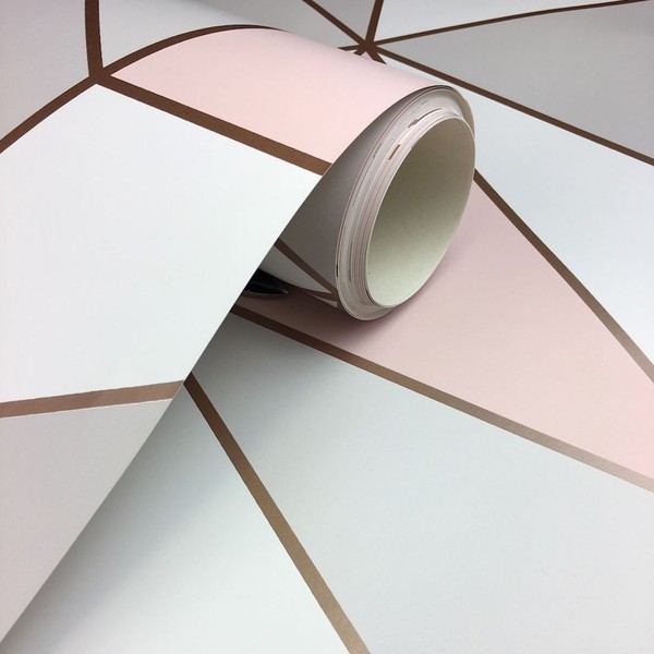 Apex Geometric Tapete Rose Gold / Pink - Fine Decor FD41993 Metallic-image