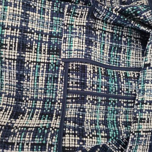 ETRO Jacket Blazer cotton silk woven Tweed Cropped blue sz 48 US 12 New - Picture 12 of 14