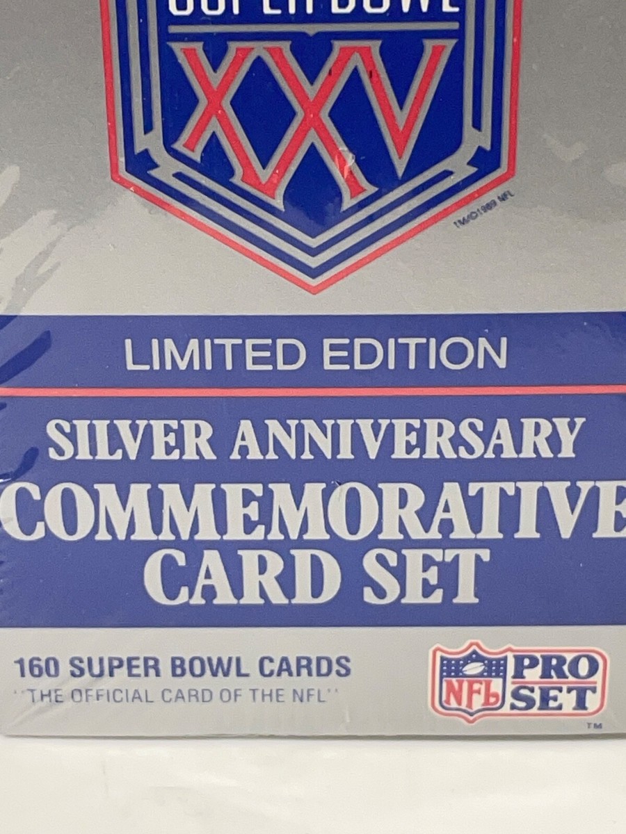 super bowl xxv limited edition commemorative card set value NFL Pro Set Super Bowl XXV Limited Edition Silver Anniversary Commemorative Card Set