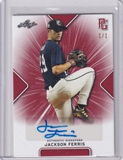 Jackson Ferris 2021 Leaf Perfect Game Plate & Proof Red Auto 1/1