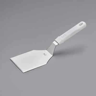 Choice 5'' x 4'' Beveled Square Edge Turner with White Polypropylene Handle