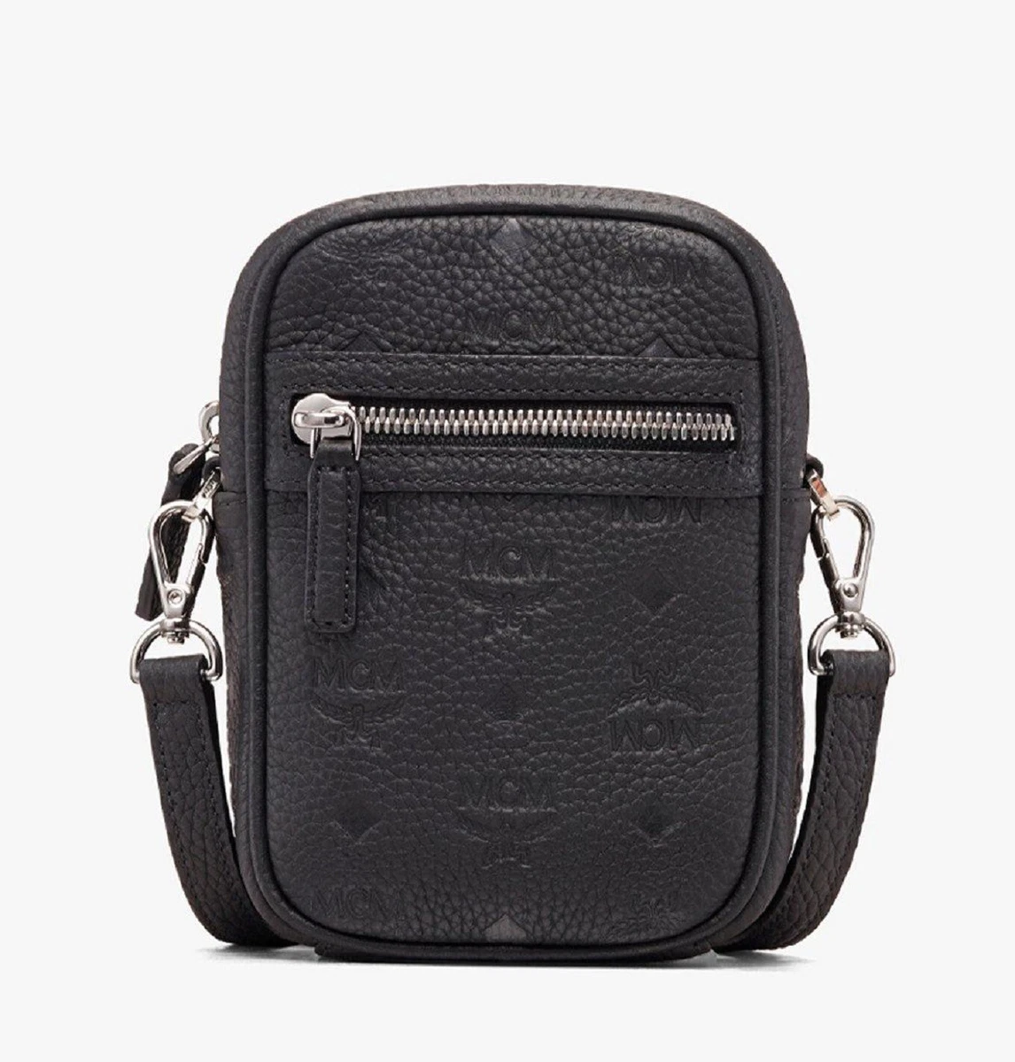 $595 MCM Mini Tivitat Black Monogram Leather Crossbody Sling Bag  MXZ9ABT27BK001