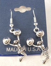 Large Cheering w/Poms Cheerleader Earrings French Hooks -USA made