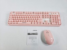 FOPETT Keyboard and Mouse Set Wireless 2.4 GHz Connectivity PC Laptop - Pink