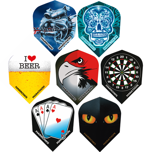 Harrows Marathon Designs 1 Dart Flights Standard 110 Sets 7 Designs to
