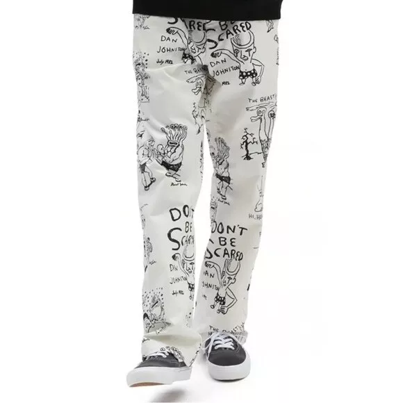 Vans Authentic Chino Pants Daniel Johnston White Black Size US