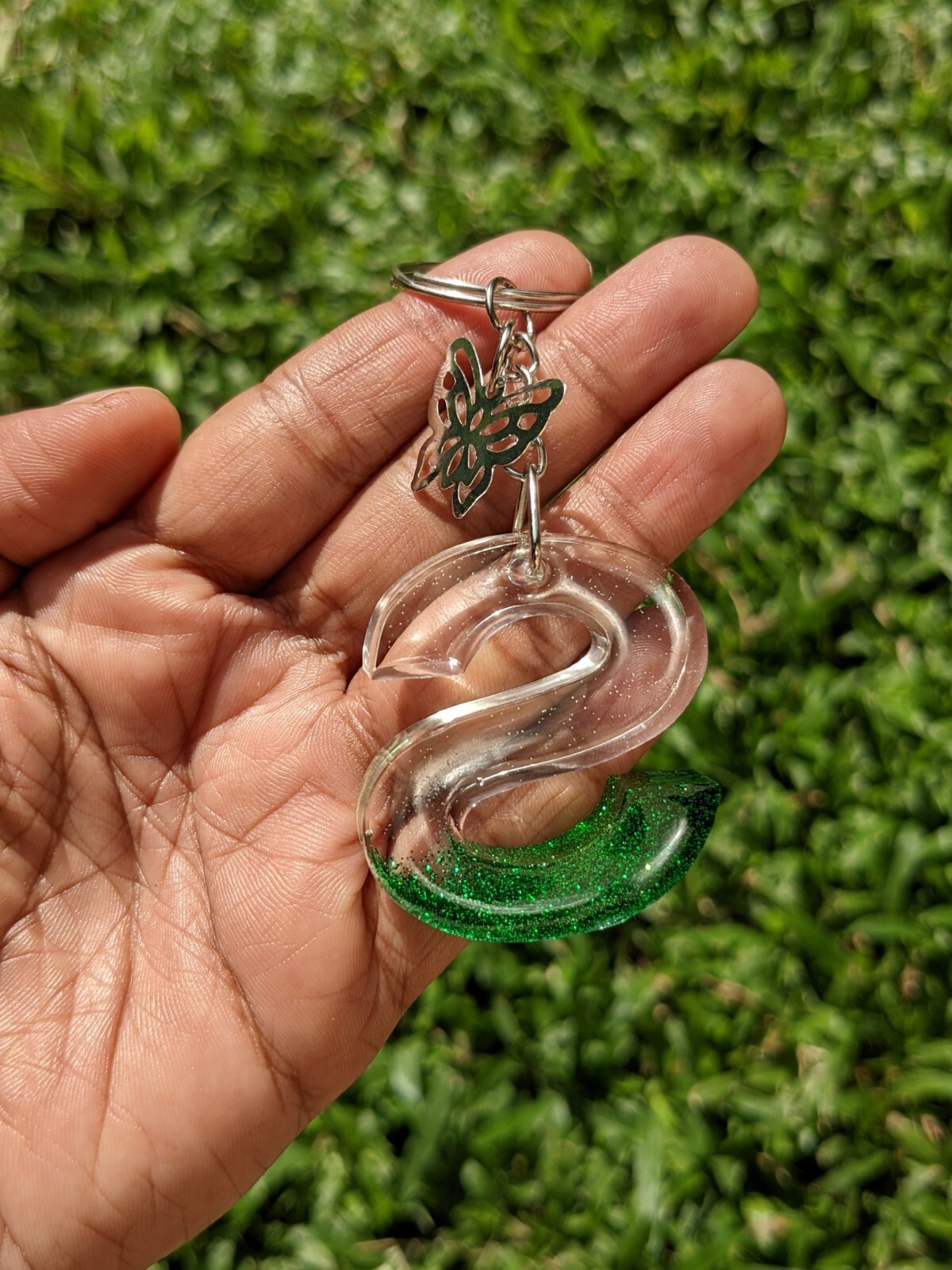 Handmade Transparent Resin Alphabet Letter S Keychain Gift Keyring Tag