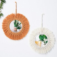 1PC Bohemian Tassel Mirror Makeup Cotton Rope Hand-woven Nordic Wall Decoration