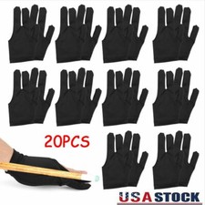 20PCS 3 Fingers Billiard Cue Pool Gloves Snooker Left Hand Nylon Accessories SET