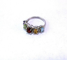 Gemstone Ring Sterling Silver Size 6 Band Topaz Citrine Peridot Garnet Amethyst