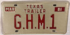 Vanity GHM 1 license plate Gary Greg Glenn Gina Gaby Gail George Grayson Gilbert
