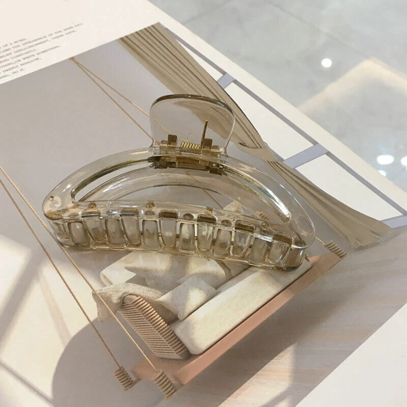 Mujeres Transparente Garra de Pelo Cangrejo Clip Elegante Grande Horquilla Pasadores Prendas para la cabeza Foto 3 de 4