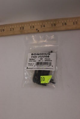 10-Pk) Bondhus Hex Short Arm L-Wrench Protanium Steel 9/64