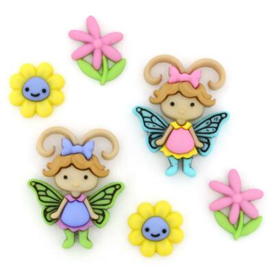 Dress It Up Buttons: Flutter Bugs / Floating Feen - 3D Fantasy Buttons 