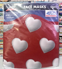 HEARTS FACE COVER MASK WOMEN ADJUSTABLE MOISTURE WICKING 2 PK SEALED USA