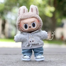 Labubu Doll Clothes,Hoodie,Denim Pants Two-Piece, Changeable Outfit NO DOLL