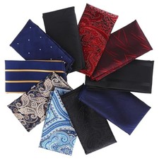 10 Pcs Pocket Squares for Men, Prefolded Polyester Silk Handkerchief  for