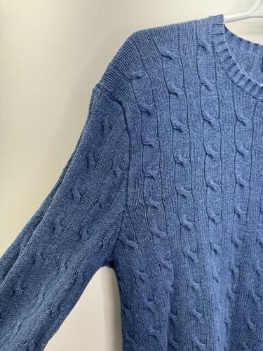 VTG Polo Ralph Lauren Sweater Mens M Blue 100% Silk Cable Knit Crew Pullover by Ralph Lauren, $28.8 - Photo 3