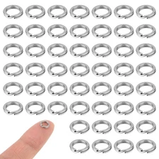 50PCS Split Rings, 1/4inch Stainless Steel Keyrings Dog Tag Ring, Small Key C...