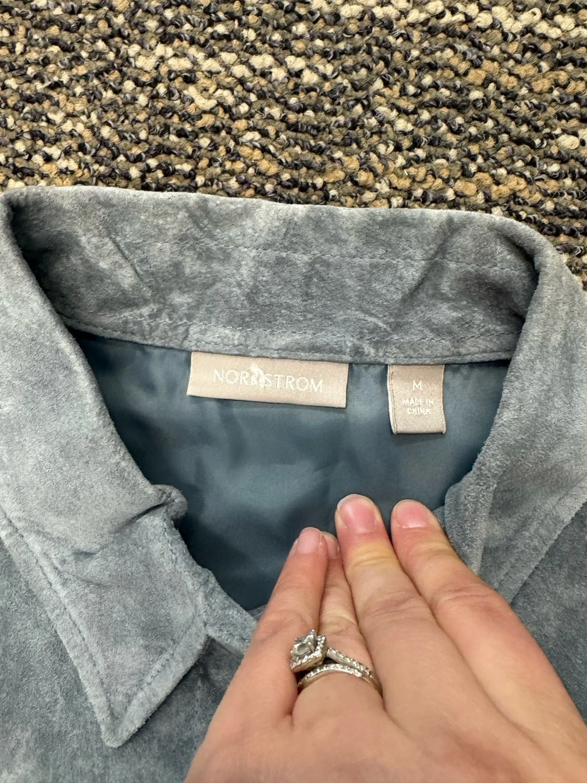 Vintage 90s Slate Grey Suede Shacket Minimalist Utility Leather Shirt Jacket M image 2