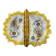 Deruta Cottura Raffaellesco Jardiniere Divided Bowl Dragons Handle Majolica Bowl