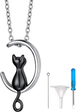 Black cat Urn Necklaces for Ashes Women Men Cremation Pendant Memorial Jewelry