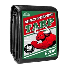 Tarp 6x8 ft Heavy Duty 10mil Waterproof UV Resistant Durable Grommets Green/Blac