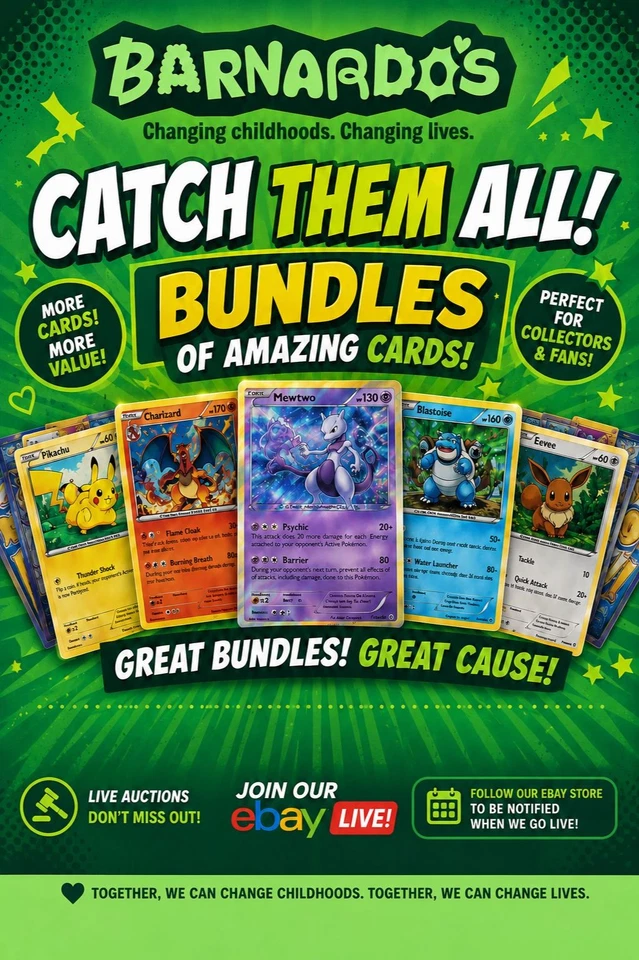 Barnardo’s Charity Pokemon Singles, Bundles & More Auction £1