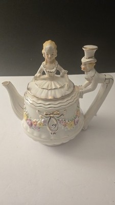 Tilso Vintage Porcelain Ceramic Musical Floral Teapot Japan, Plays Tea for Two