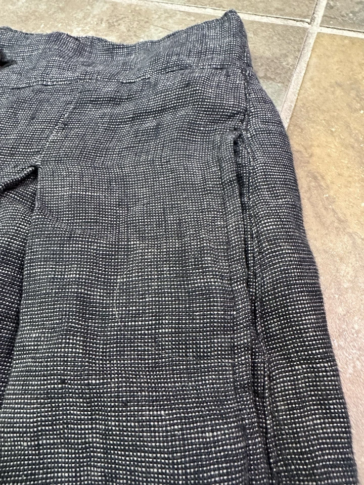 Pantalón para mujer H By Halston gris texturizado pierna ancha 100 % lino talla 12 Foto 4 de 4