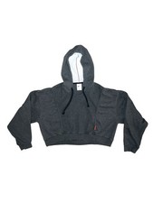 Nike Cropped Hoodie Women M Ribbed Club Fleece Sweater Jumper Athleisure Workout