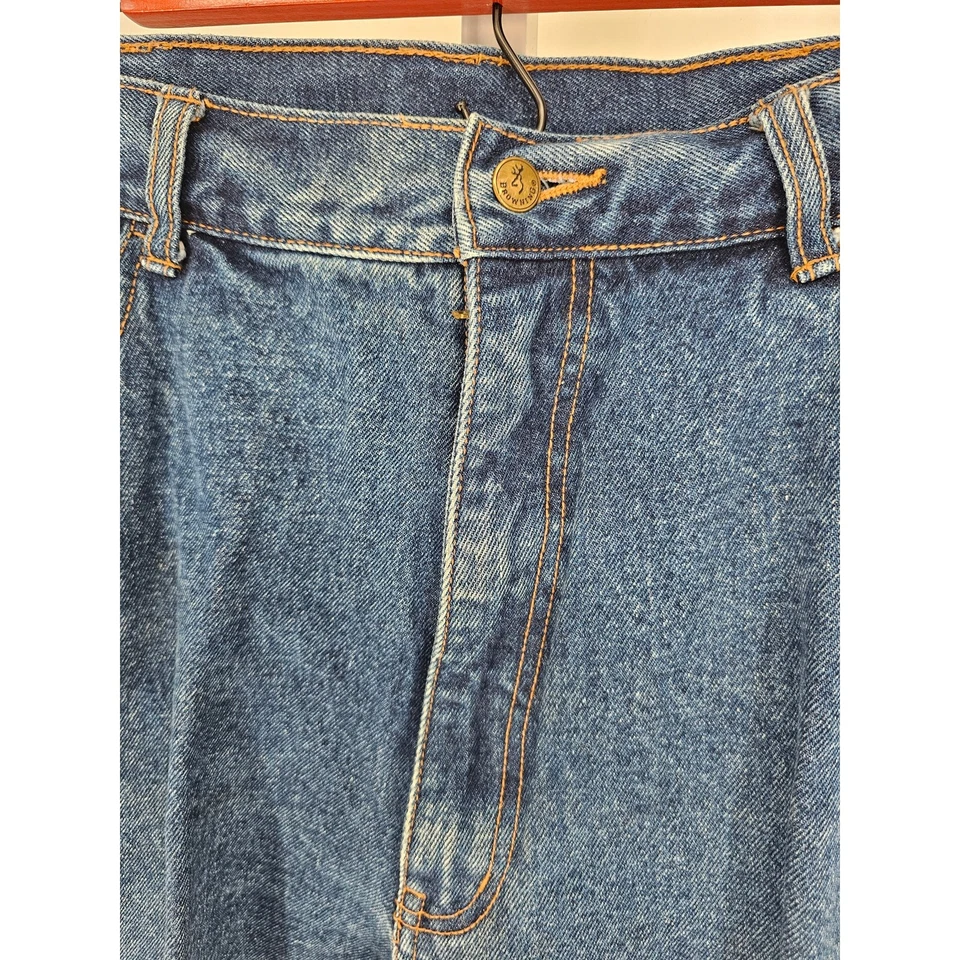 Pantalones de mezclilla de gamuza de algodón occidental Browning de pierna recta para hombre talla 40x38 Foto 4 de 4