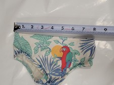 VTG 80s 90s Beach Babies Health-tex Swimsuit Brief Bottoms Tropical Parrot 18mo
