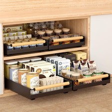 Pull out Cabinet Organizer, 16" Deep Pull Out Drawer for Kitchen Cabinets Adh...