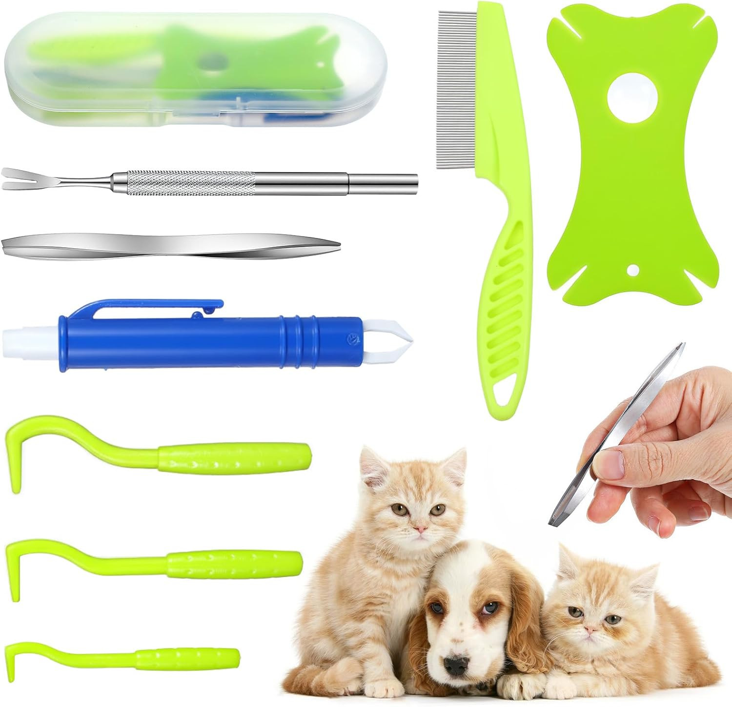 Tick Removal Tool for Dogs 8 in 1 with Storage Box Flea Comb Kit with Tweezers S