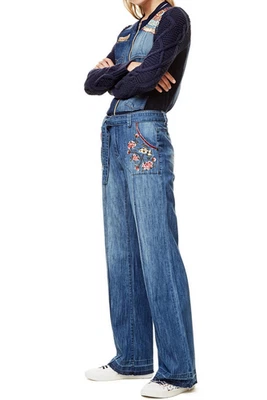 Desigual Jeans Blau Bestickt Blumen Gr. 26 W26 Damen Straight 17WWDD18 - Bild 1 von 4