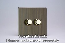 Dimmer Brass Matrix Faceplate Kit Urban Screwless Antique 2-Gang Varilight