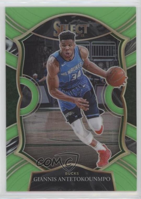 2020-21 Panini Select Concourse Neon Green Prizm 73/75 Giannis Antetokounmpo hs9