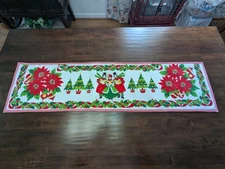 46" x 12" CHRISTMAS TABLE RUNNER hm w/VTG Tablecloth w/"Victoria-era CAROLEERS"