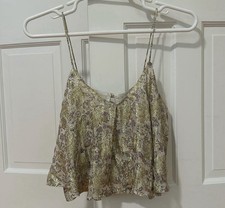 MANGO NWT Women’s Metallic Floral Crop Top Size L