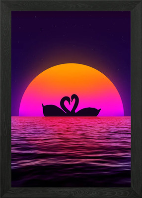 synthwave goose retro 80er gerahmtes Wandbild Poster Leinwanddruck Bild