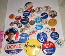 Lot Of 31 Vintage And Antique Political Buttons Presidential State And Local