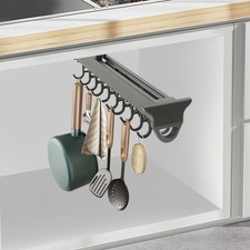 Brooms and Mops Pull Out Storage Rack, Wall Organizer with 20 Hooks for Brooms