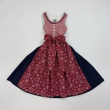 VTG Girls Red Blue Long German Bavarian Tyrol Oktoberfest Dirndl Dress Sz 110