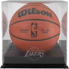 Los Angeles Lakers Black Base Logo Basketball Display Case with Mirror Back
